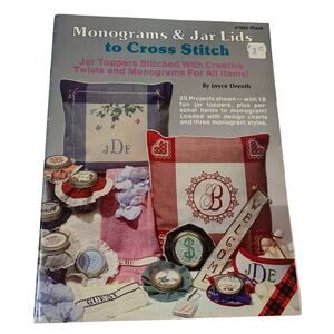 vintage book Monograms and Jar Lids to Cross Stitch charts toppers Plaid 7822